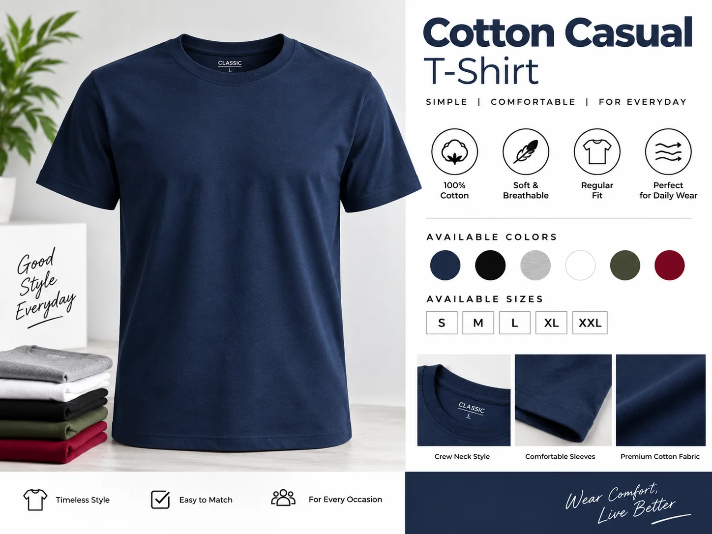Classic Cotton T-Shirt – Variable Product Demo